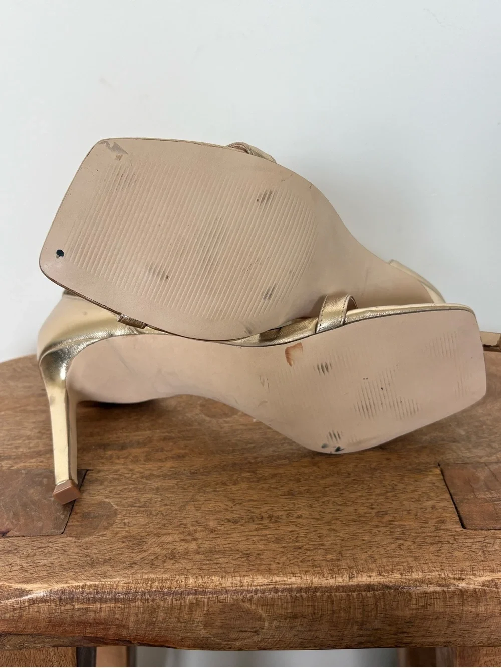 Steve Madden Piked Two Piece Stiletto Sandals Gold Size 9.5